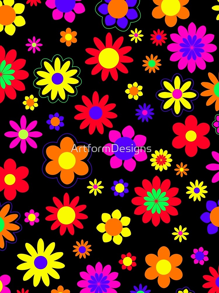 Retro Hippie Flower Power Pattern by ArtformDesigns