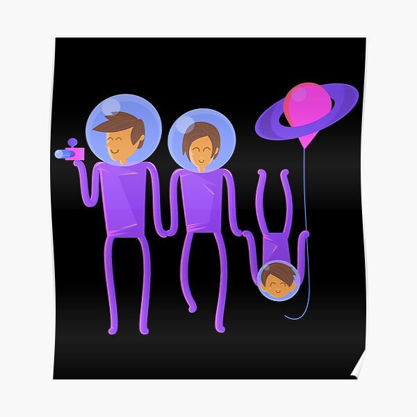 illustration of a family of tourists in outer space Poster
