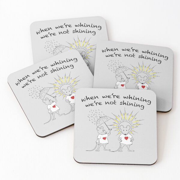 MantraMouse® Shining Cartoon in Color on Gray BackGround Coasters (Set of 4)