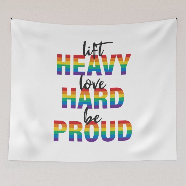 Item preview, Lift Heavy Love Hard Be Proud Rainbow text design designed and sold by StudioUnrefined.