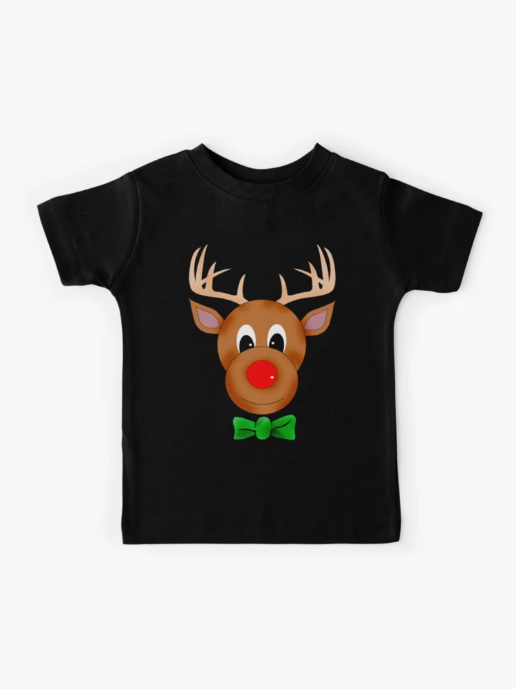 Funny Reindeer with Red Nose and Antlers Kids T-Shirt for Sale by  Greenbaby