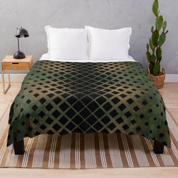 Black Green & Gold Geometry Throw Blanket