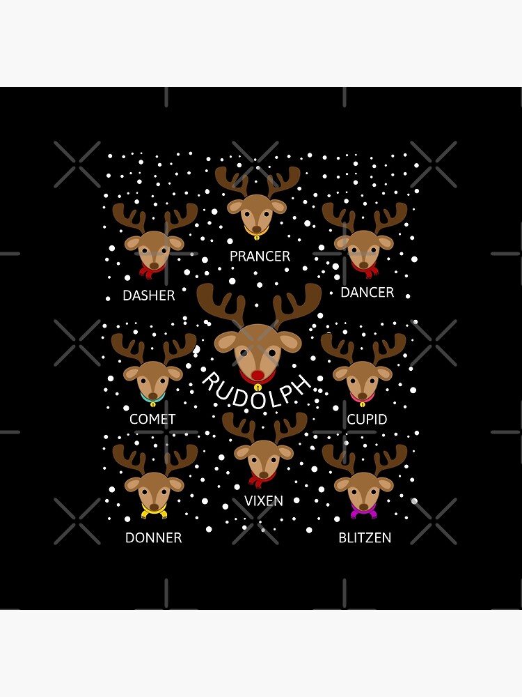 Rudolph and All Santa Claus s Reindeer Names Pillow for Sale by 4wordsmovement Redbubble