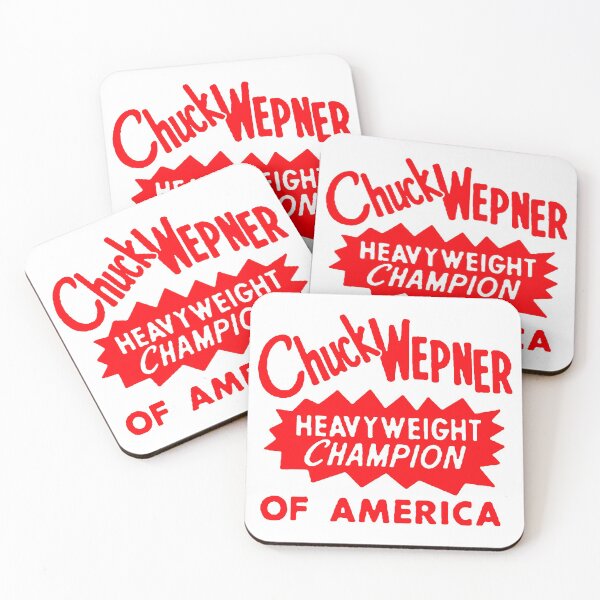 Chuck Wepner Cool Typography, Red Coasters (Set of 4)