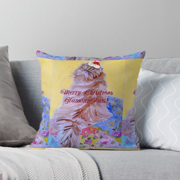 Item preview, Merry Christmas Glamour Puss! Patchwork Quilt and Cat Watercolour designed and sold by Sarah  Rajkotwala.