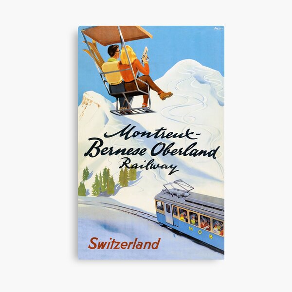 Montreux - Vintage Swiss Ski Poster Canvas Print