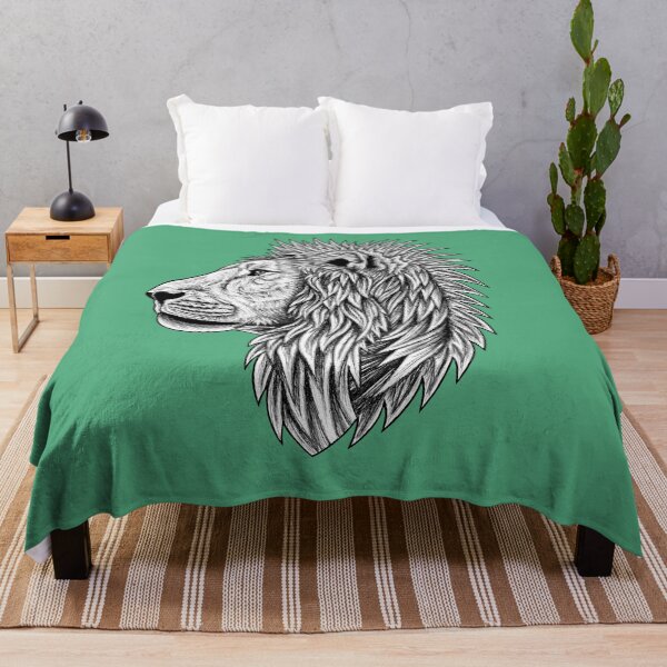 Item preview, Asiatic lion - big cat - ink illustration - green designed and sold by LorenDowding.