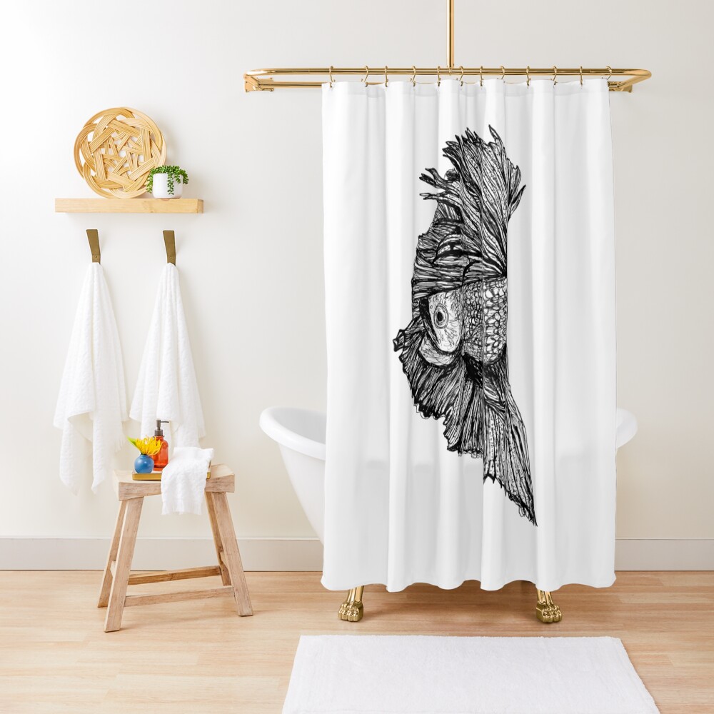 Gloria the Fighting Fish Shower Curtain