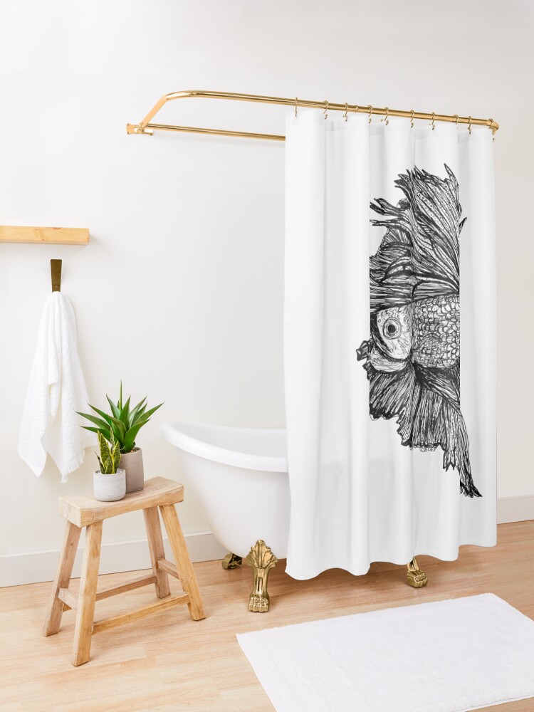 Alternate view of Gloria the Fighting Fish Shower Curtain