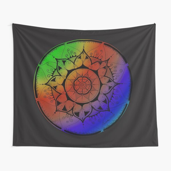 Mandala, hand painted, colorful Tapestry
