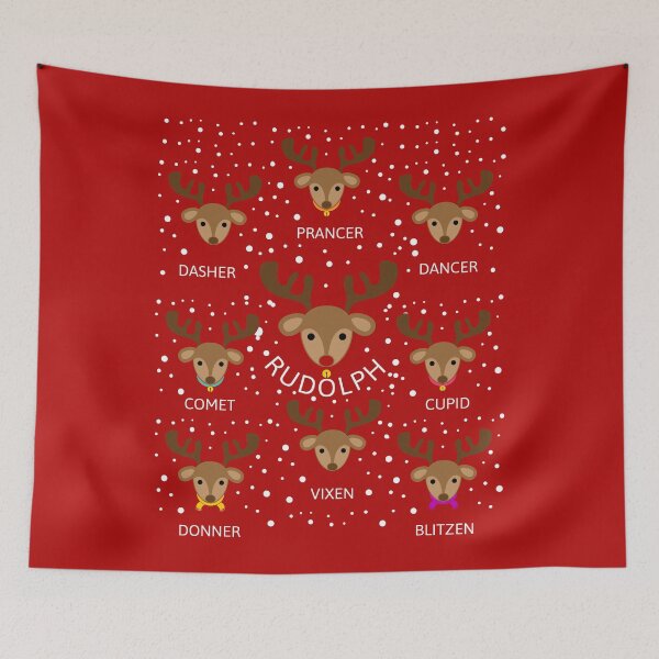 Item preview, Rudolph and All Santa Claus's Reindeer Names (Red) designed and sold by 4wordsmovement.