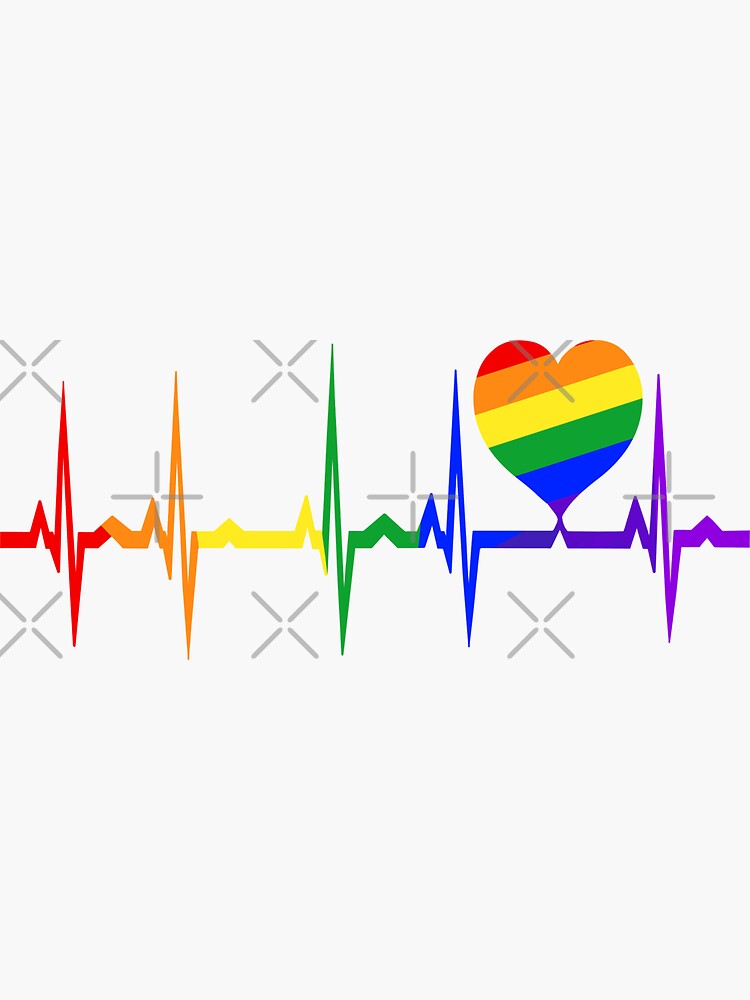 gay pride logo heart beat