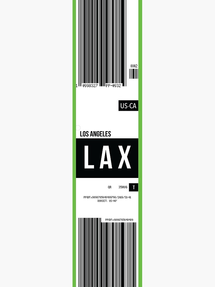 "LAX, Los Angeles travel design featuring airline baggage ticket