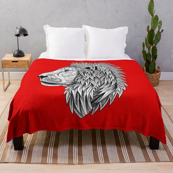 Item preview, Asiatic lion - big cat - ink illustration - red designed and sold by LorenDowding.