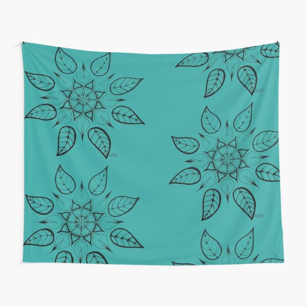 Mandala, intuitive and hand painted, leaf mandala Tapestry