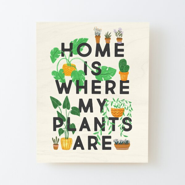 El hogar es donde están mis plantas Lámina montada de madera