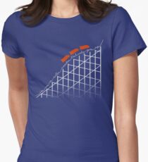 I'm On a Roller Coaster That Only Goes Up (Orange Cars) Women's Fitted T-Shirt