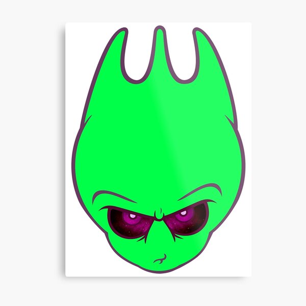 Neon Green Alien Sporky Head Metal Print
