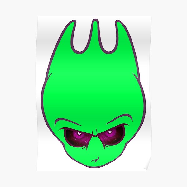 Neon Green Alien Sporky Head Poster