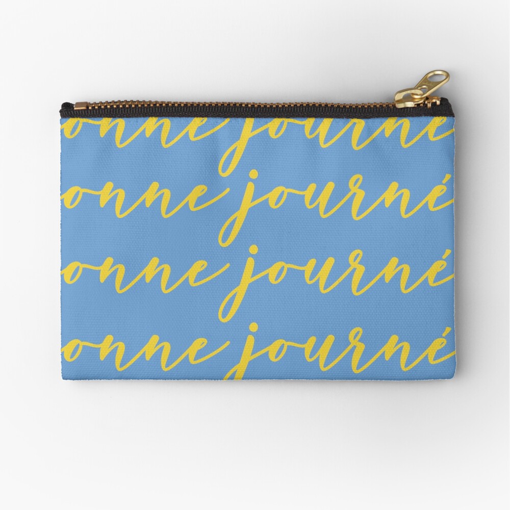 Bonne Journée Bleu (Have a nice day in blue) Zipper Pouch