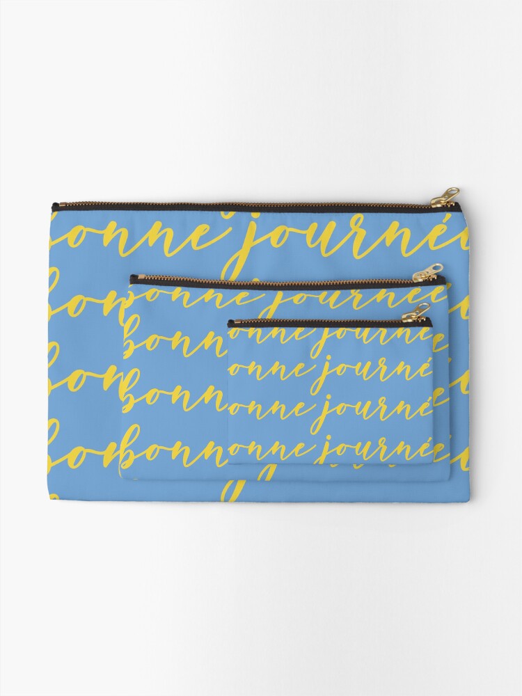 Alternate view of Bonne Journée Bleu (Have a nice day in blue) Zipper Pouch
