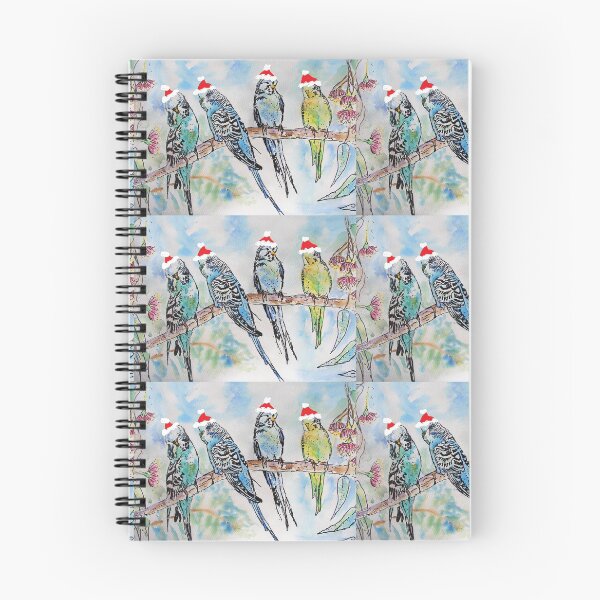 Item preview, Christmas Budgies Budgerigars Sitting on A Branch Watercolor Painting designed and sold by Sarah  Rajkotwala.