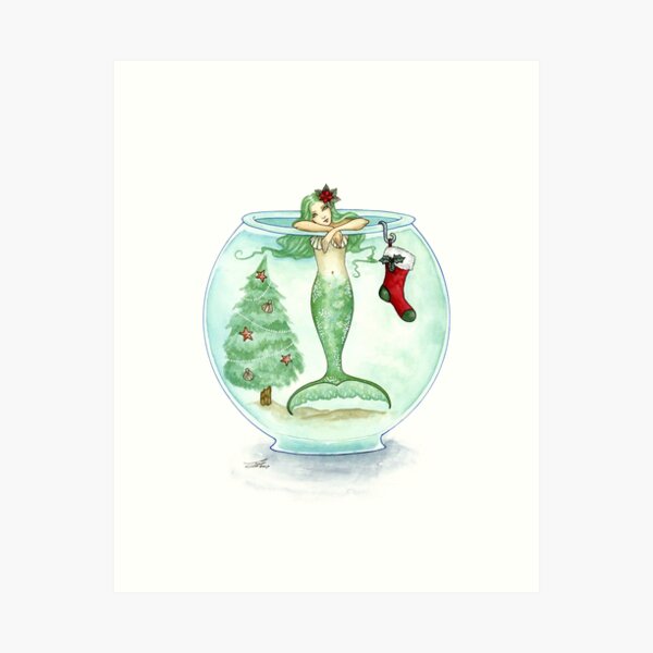 Waiting For Santa - Mermaid Art Print