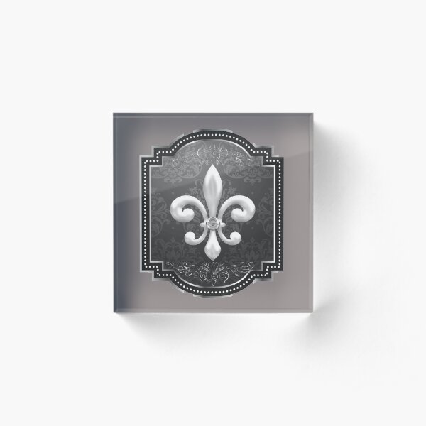 Fleur de lis on black victorian background Acrylic Block