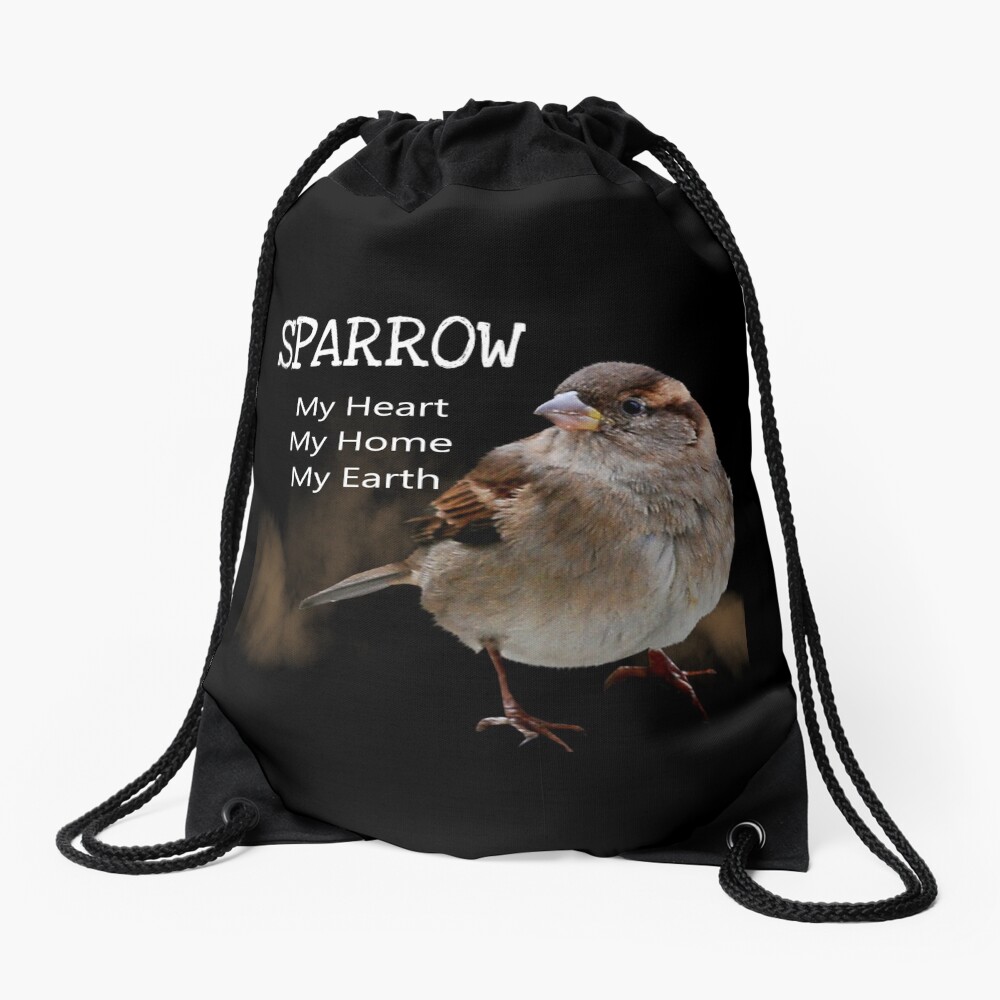 Sparrow Symbolism Drawstring Bag