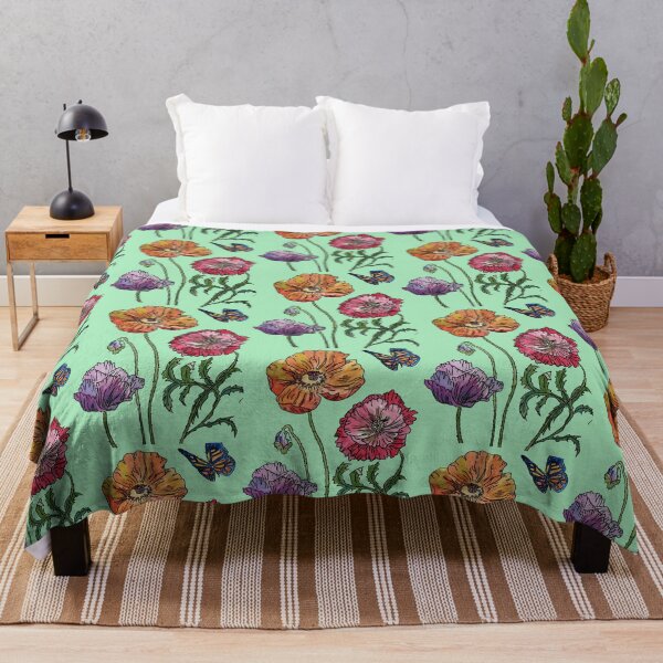 Item preview, Pretty Poppies Watercolor on Mint Green designed and sold by Sarah Rajkotwala.