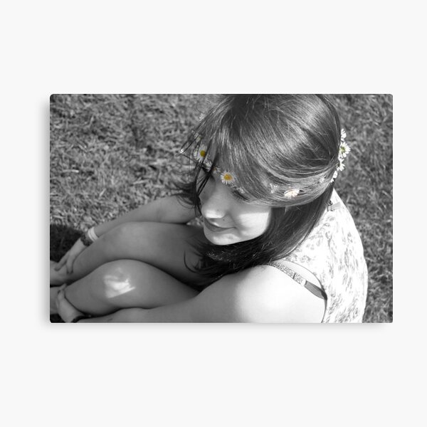 Girl With A Daisy Chain Metal Print