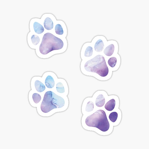 Purple and Blue Watercolor Dog Paws Design, Dog Stickers Sticker