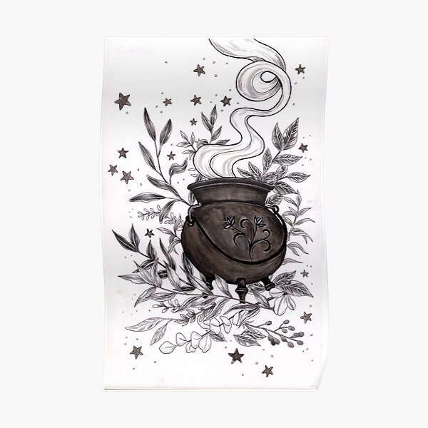 Instant Download Tattoo Design Witch Cauldron Wildberries  Etsy