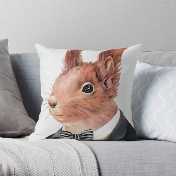 Red Squirrel Throw Pillow