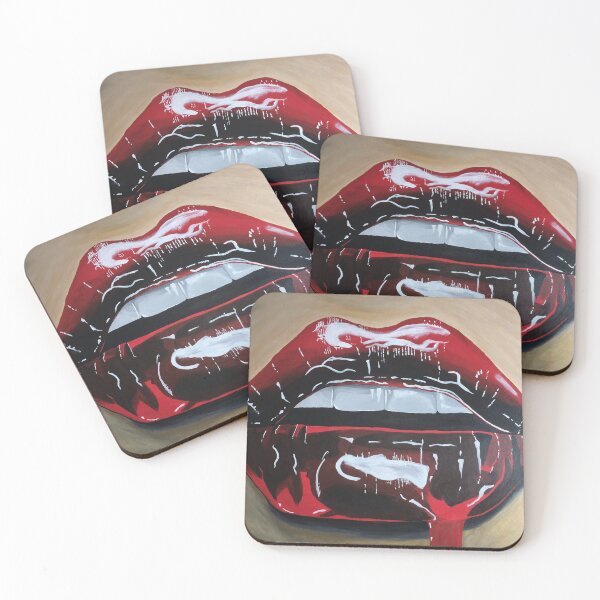 Red Lip Drip Coasters (Set of 4)