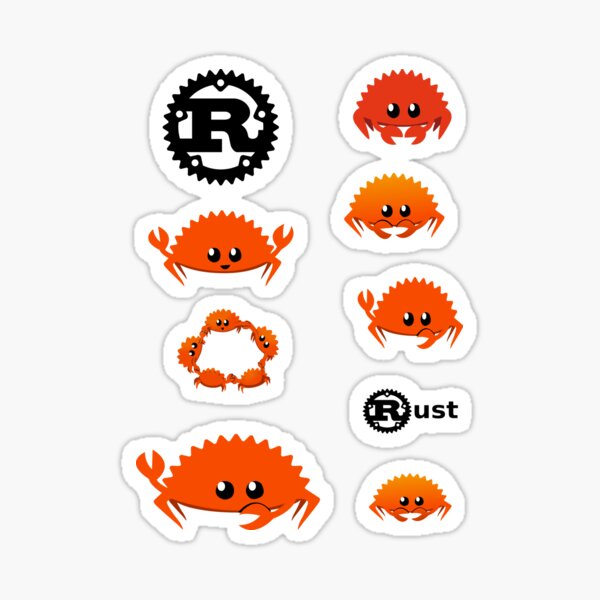 Rust sticker variety pack with Ferris Sticker