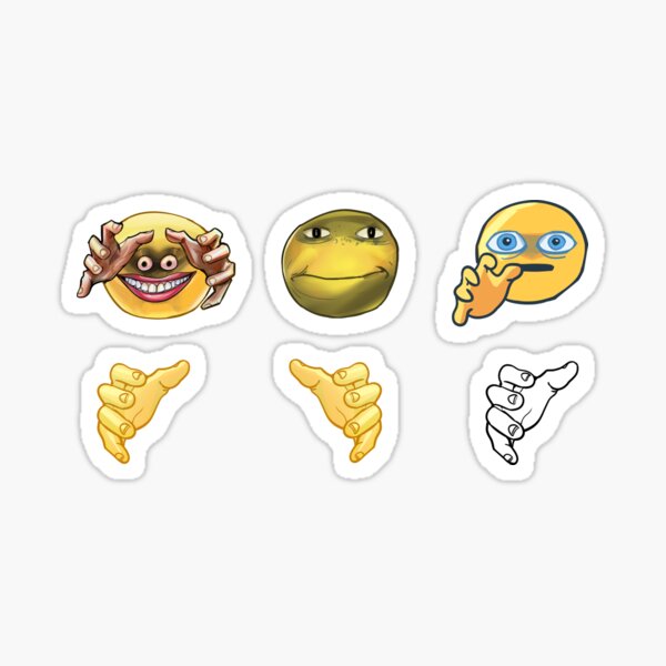 Thinking about cursed emoji hand Sticker for Sale by JanineUrban