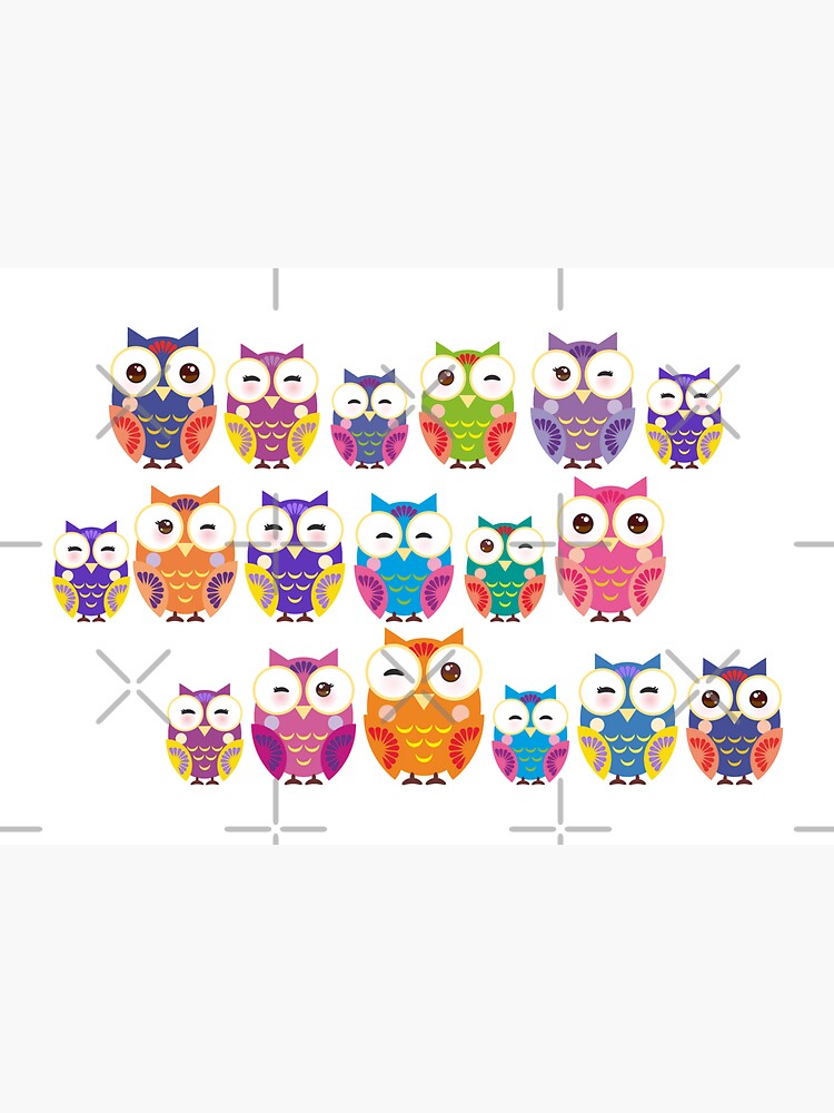 bright colorful owls on black background by EkaterinaP