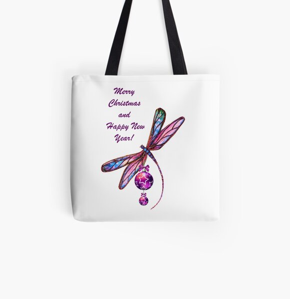 Christmas Dragonfly All Over Print Tote Bag