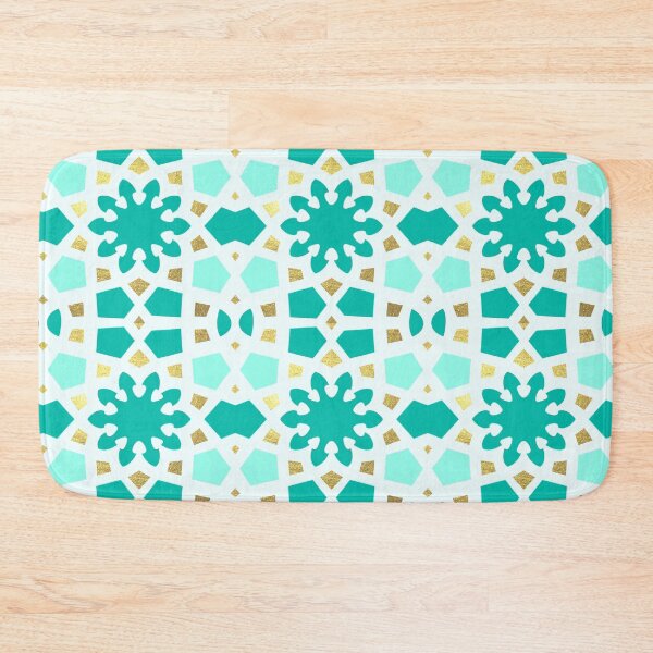Item preview, Aqua and gold print geometric Arabic pattern inspired by the Grand Mosque at KAUST designed and sold by CreatEVEdesign.