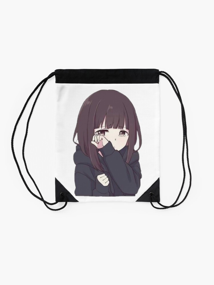 Sad Anime Girl Drawstring Bag for Sale by coleturners