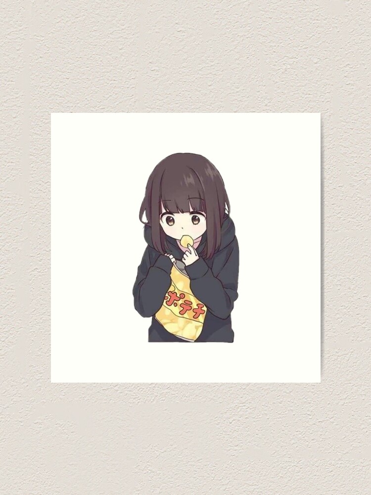 Anime Girl Eating | Art Print