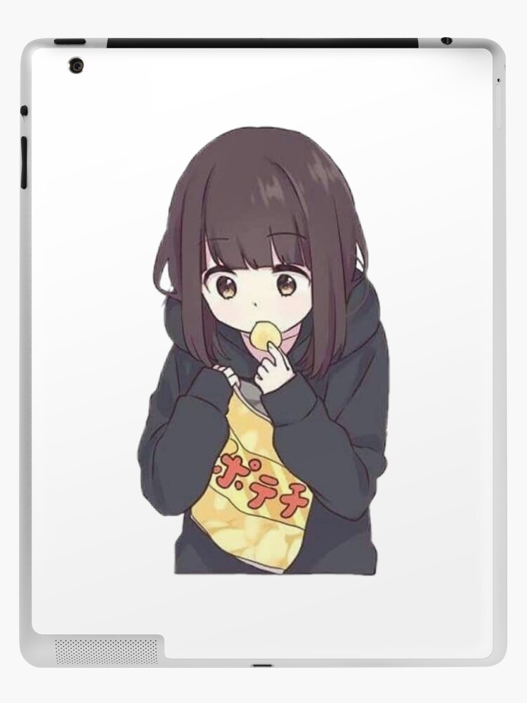 I draw cute anime girl eating chips / Menhera Shoujo Kurumi-chan