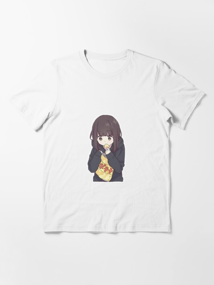 Anime Girl Eating Mukbang Itadakimasu Men's Back Print T-shirt