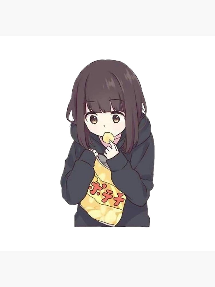 anime cartoon girl eating pizza Stock Illustration | Adobe Stock