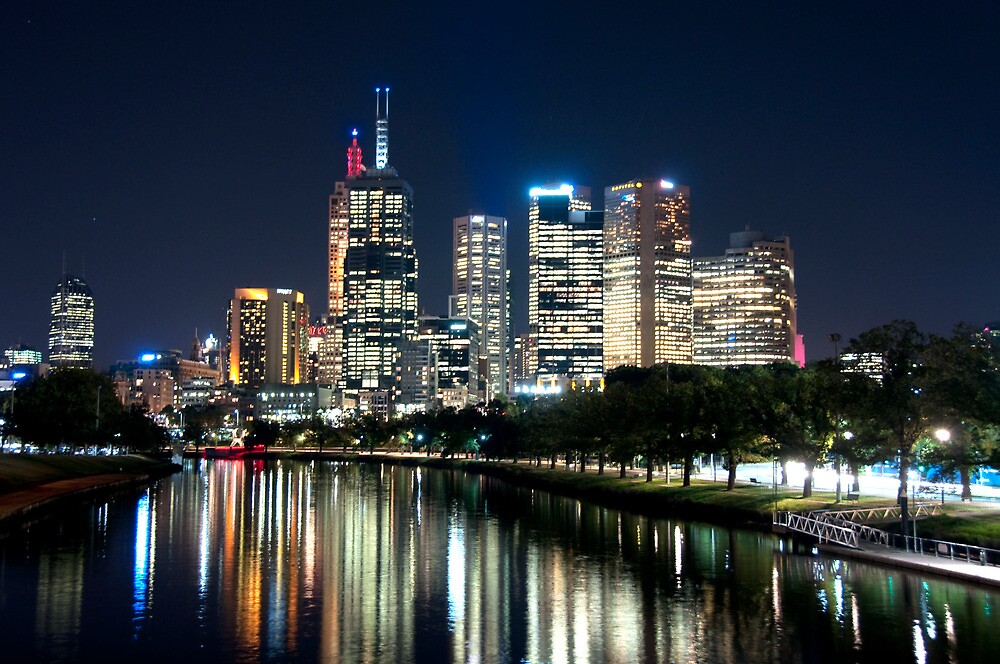 Melbourne Night Lights By Patrick Robertson Redbubble
