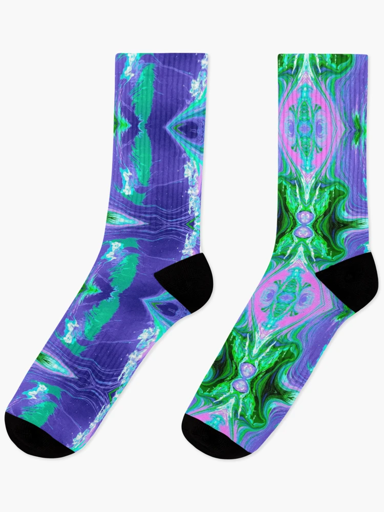 Thumbnail 1 of 5, Socks, Cyan Vortex designed and sold by RivalArtDesigns.
