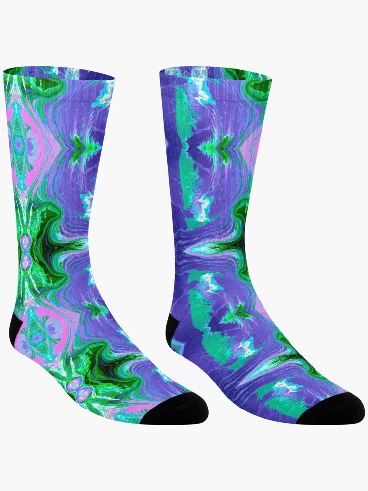 Thumbnail 3 of 5, Socks, Cyan Vortex designed and sold by RivalArtDesigns.