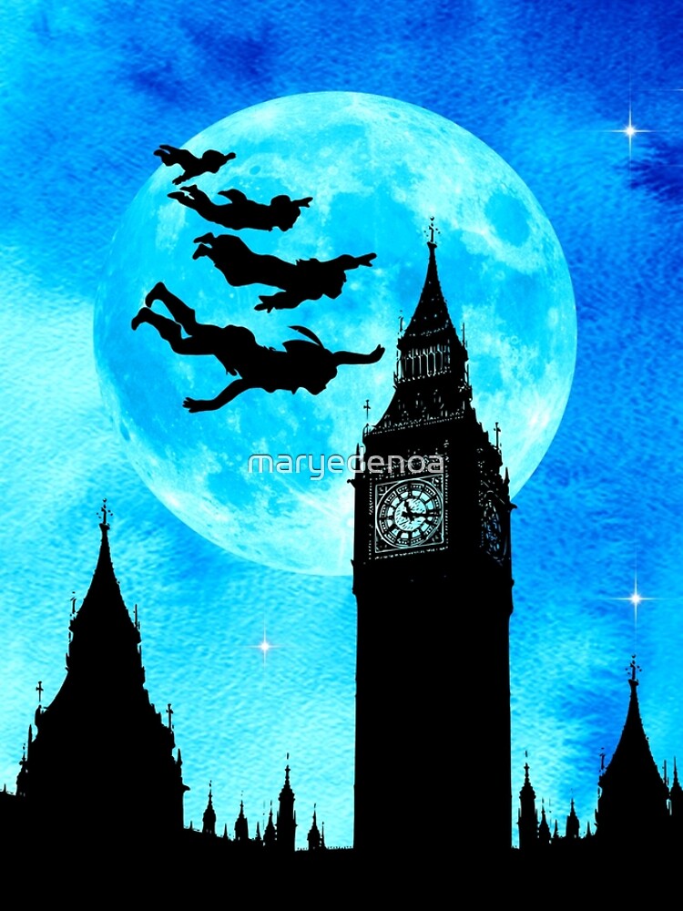 Magical Watercolor Night - Peter Pan by maryedenoa