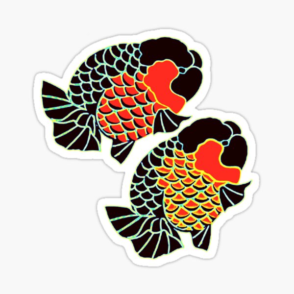 Vista previa del artículo con la obra «Ranchu Goldfish negro y rojo», diseñado y vendido por Nosnah.